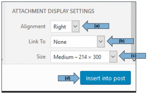 screen shot of WordPress Attachment Display Settings