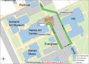 Hanes Art Center construction map